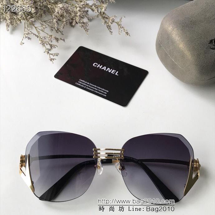 CHANEL香奈兒 2019新款 鏡腿山茶花雙C圖案 無框水晶切邊 女款太陽鏡  lly1228